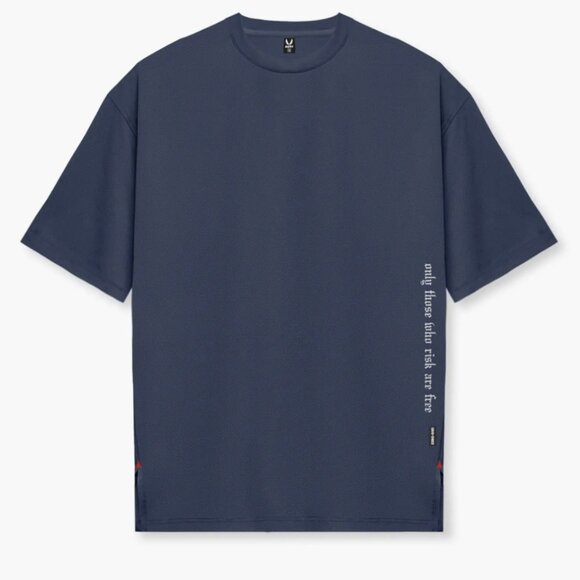 ASRV Navy Blue Short Sleeve Aerosilver "OTWR" Oversized Tee - Picture 4 of 4